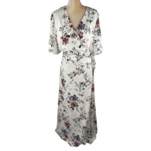 FTF Fashion to Figure women off white floral wrap dress size 2